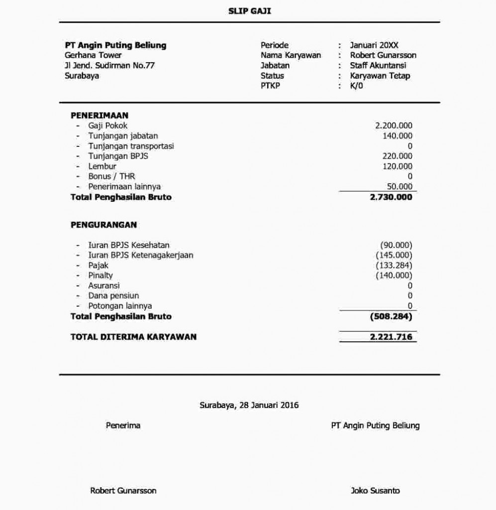 10+ CONTOH SLIP GAJI YANG PALING TERKENAL PADA TAHUN 2019